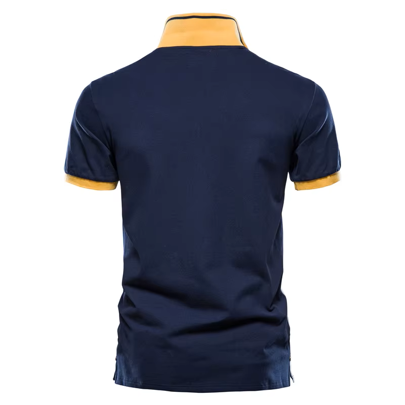 Embroidered Polo with Badge, Casual Short-Sleeve Sport Polo Shirt, Cotton