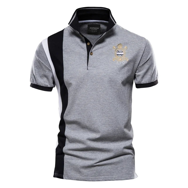 Polo bordado con insignia, polo deportivo informal de manga corta, algodón