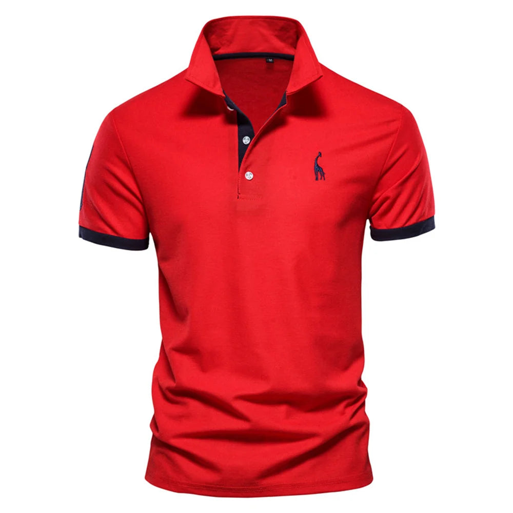 Polo de hombre con bordado de calidad: polo de verano de manga corta para uso informal, de negocios y social