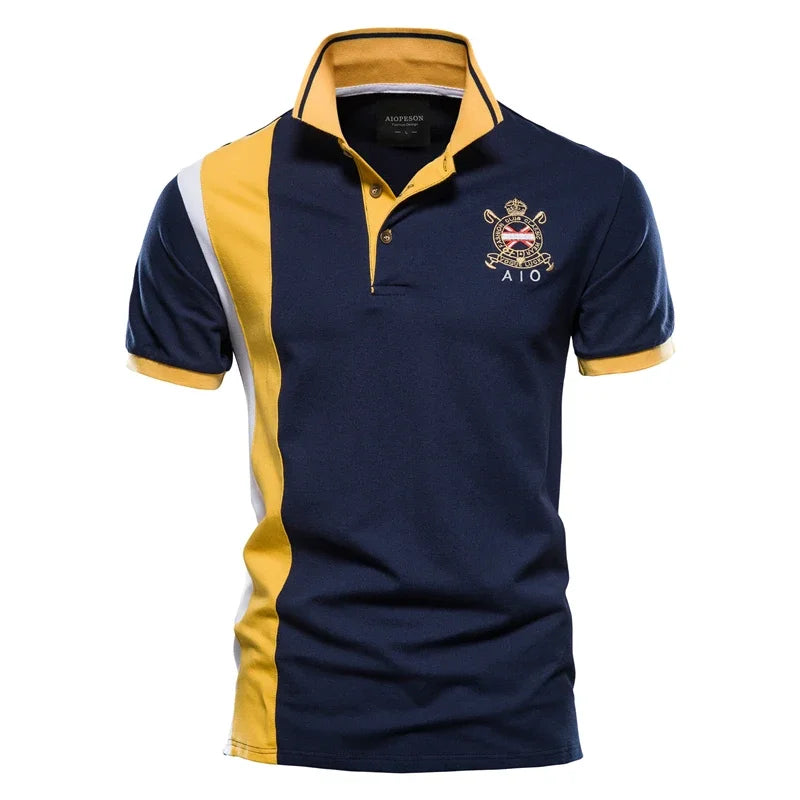 Embroidered Polo with Badge, Casual Short-Sleeve Sport Polo Shirt, Cotton