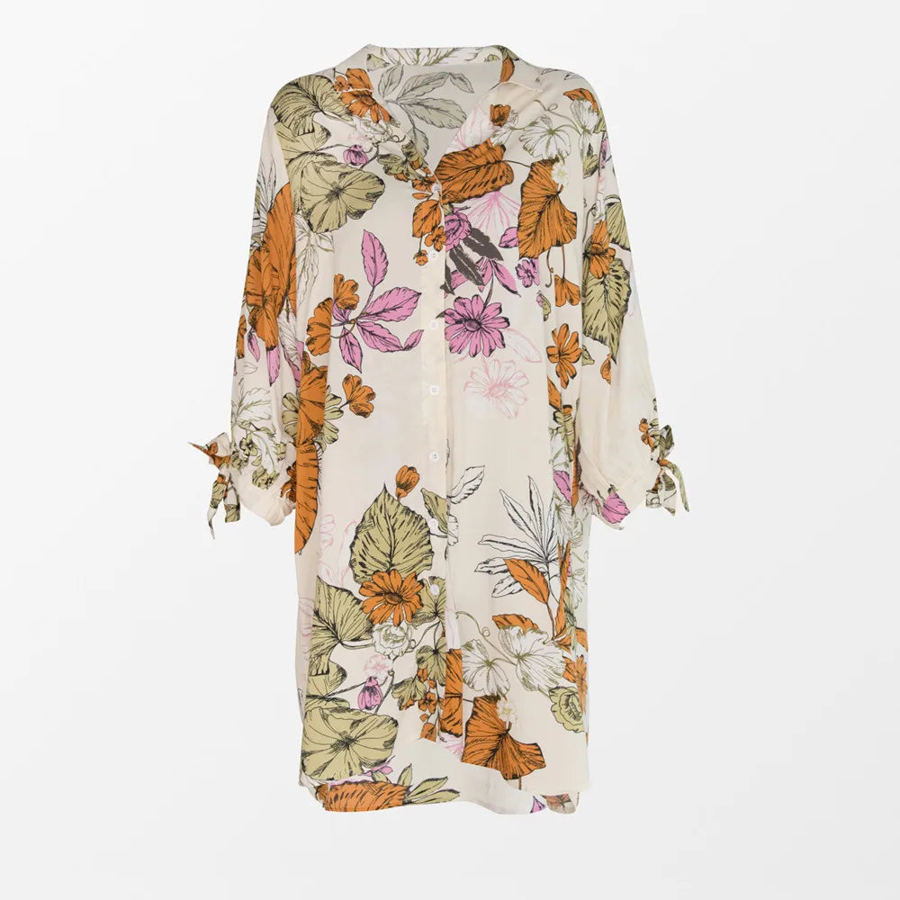 Floral Chiffon Beach Cover-Up Tunic - Summer Midi Dress