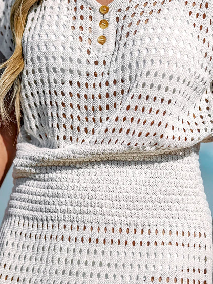 Crochet-detail beach dress, swimwear cover-up