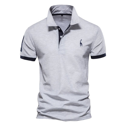 Polo de hombre con bordado de calidad: polo de verano de manga corta para uso informal, de negocios y social