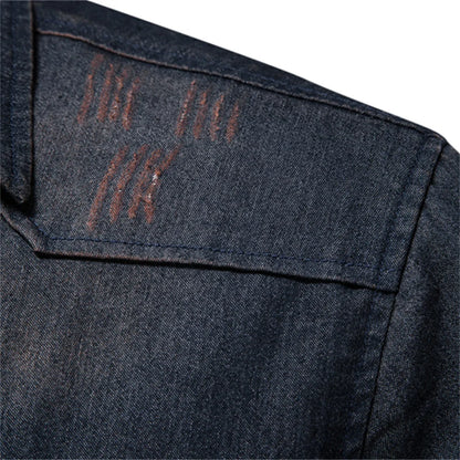 Chemise en jean pour homme - Couleur unie, col rabattu classique, manches longues, style décontracté au quotidien, coupe régulière, design simple en coton