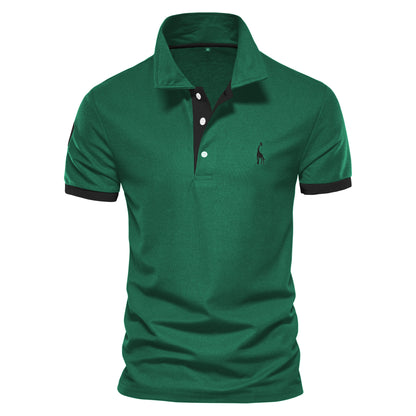 Polo de hombre con bordado de calidad: polo de verano de manga corta para uso informal, de negocios y social