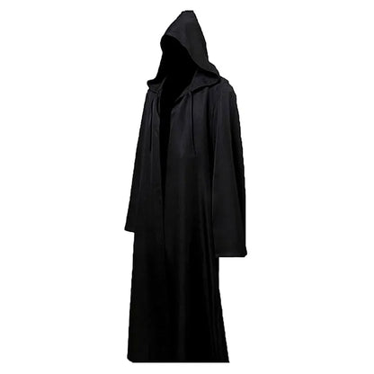 Cape d'Halloween à capuche noire - Ensemble de costume de cosplay Sorcier et fantôme