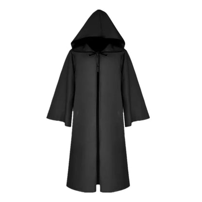 Cape d'Halloween à capuche noire - Ensemble de costume de cosplay Sorcier et fantôme