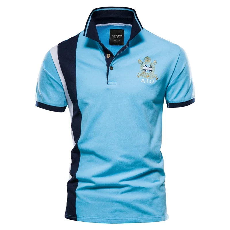 Polo bordado con insignia, polo deportivo informal de manga corta, algodón