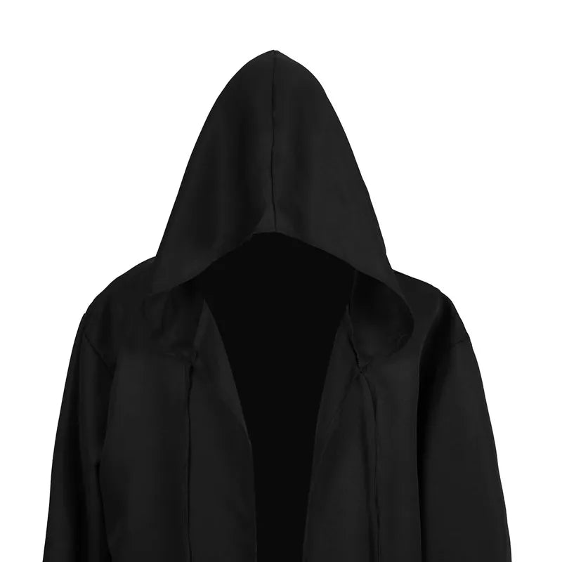 Cape d'Halloween à capuche noire - Ensemble de costume de cosplay Sorcier et fantôme