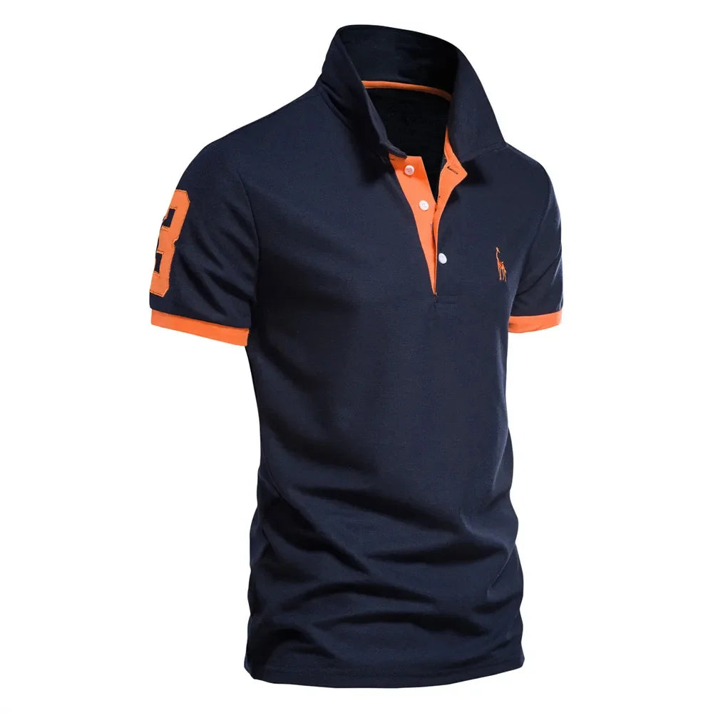 Polo de hombre con bordado de calidad: polo de verano de manga corta para uso informal, de negocios y social