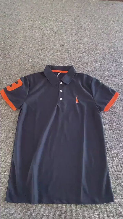 Polo de hombre con bordado de calidad: polo de verano de manga corta para uso informal, de negocios y social